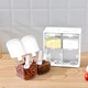 Set suport condimente transparent YANYXR cu maner si linguri, 17.5x9x17.5cm, alb