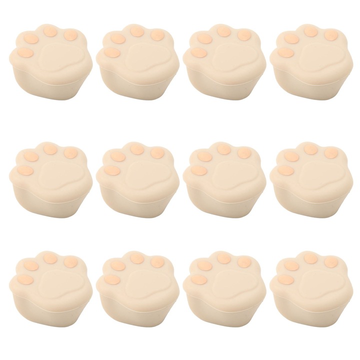 Комплект 12 протектора за ъгли на мебели, форма на котешка лапа, силиконов материал, 3.8x3.8x1.9см, цвят кайсия