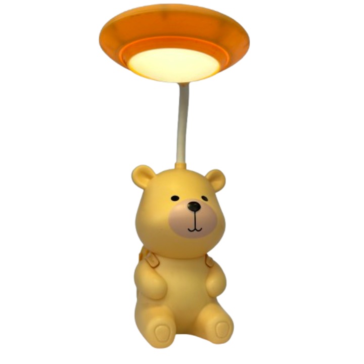 Lampa de birou pentru copii, LED, lumina de veghe, incarcare USB, ghiozdan detasabil cu ascutitoare, 30x14x10cm