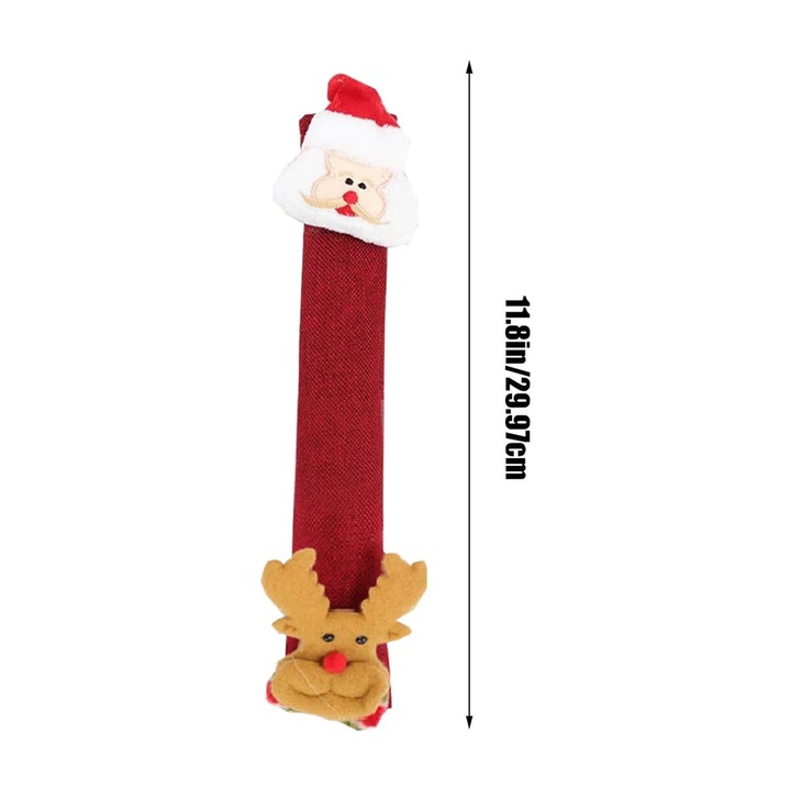 YANYXR BCS2900614 kilincsborítás lenből, karácsonyi témájú Mikulással és rénszarvassal, hővédelem, piros, 29.97 cm