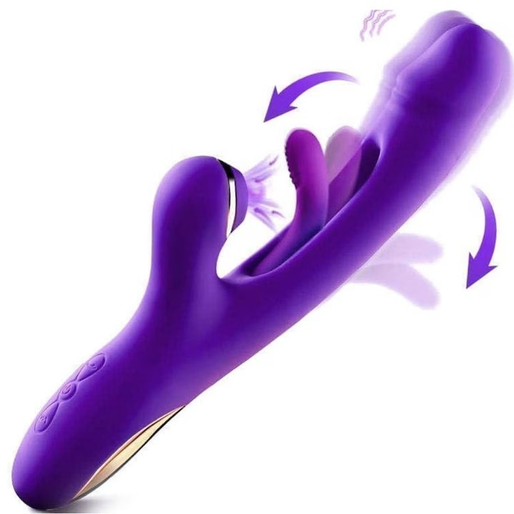 Вибратор, 3 в 1, Стимулатор за G-точка, 10 режима на вибрация, Стимулатор за засмукване на клитор, Интензивна стимулация, Безшумен, Медицински силикон, Водоустойчив, Зареждане чрез USB, Лилав