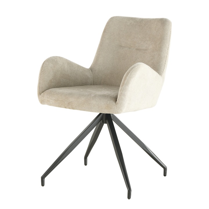 Scaun birou KEMAL, bej, picioare metalice negre, 360° mecanism rotativ