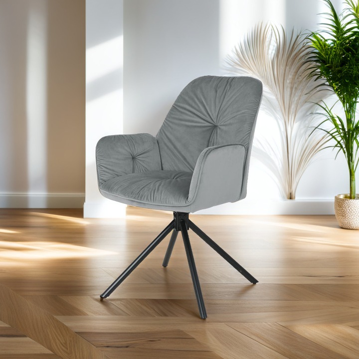 KOEN forgófotel, ExitoDesign, szürke, 47x62x59cm, karfával, modern dizájn