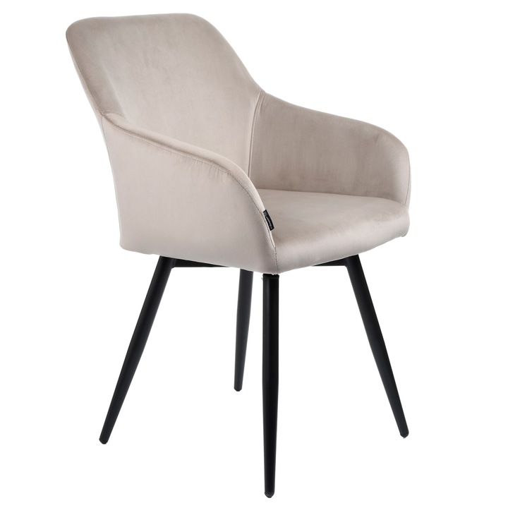 Scaun birou ESMO, ExitoDesign, velur bej, picioare metalice negre, mecanism rotativ 360