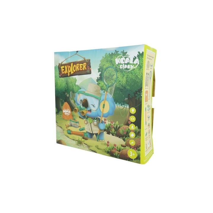 Set camping micutul explorator pentru exterior, 3 accesorii vestimentare, 9 ustensile de joaca, 8 carti de joc educative cu insecte, +3 ani, multicolor