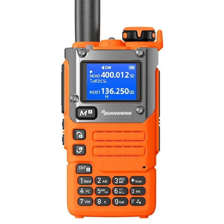 Професионална радиостанция Quansheng K6/UV-K5(8), оранжева, THK® Type-C кабел, водо- и прахоустойчива, UHF/VHF/морска/аеронавтика, еърсофт, туризъм, NOAA