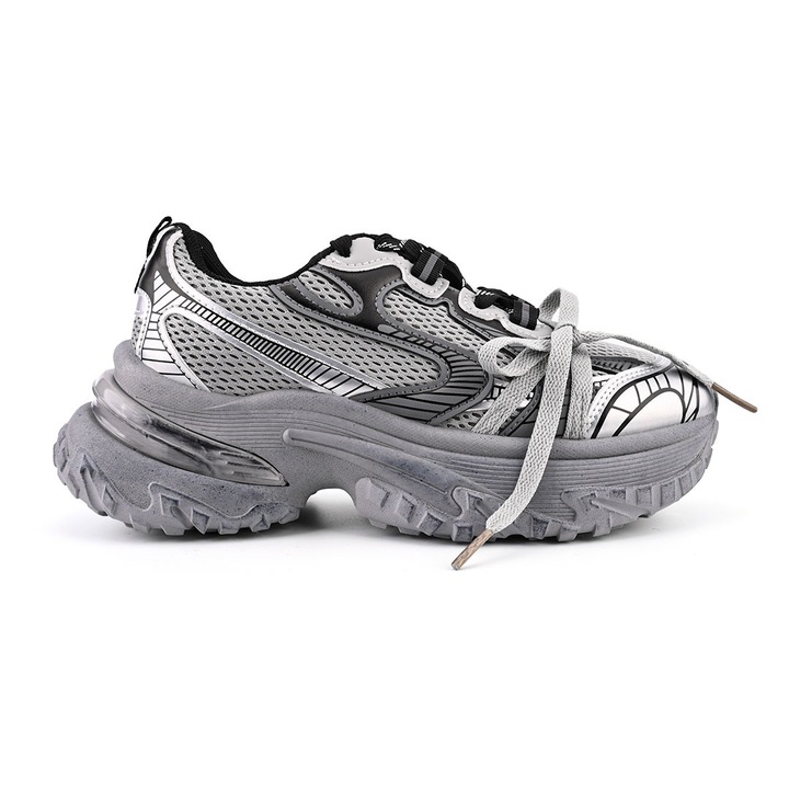 Pantofi sport de dama,Cu insertii de plasa,D1428, Gri