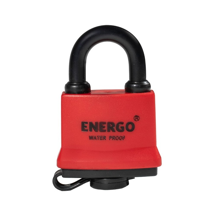 Lacat Energo din otel rezistent la apa, IP65, 50x42x27mm, 3 chei din alama, utilizare intensiva