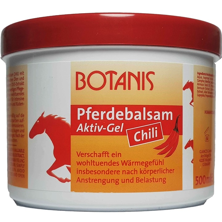 Gel antireumatic Botanis, Balsam Puterea Calului Aktiv cu Chili, 500ml