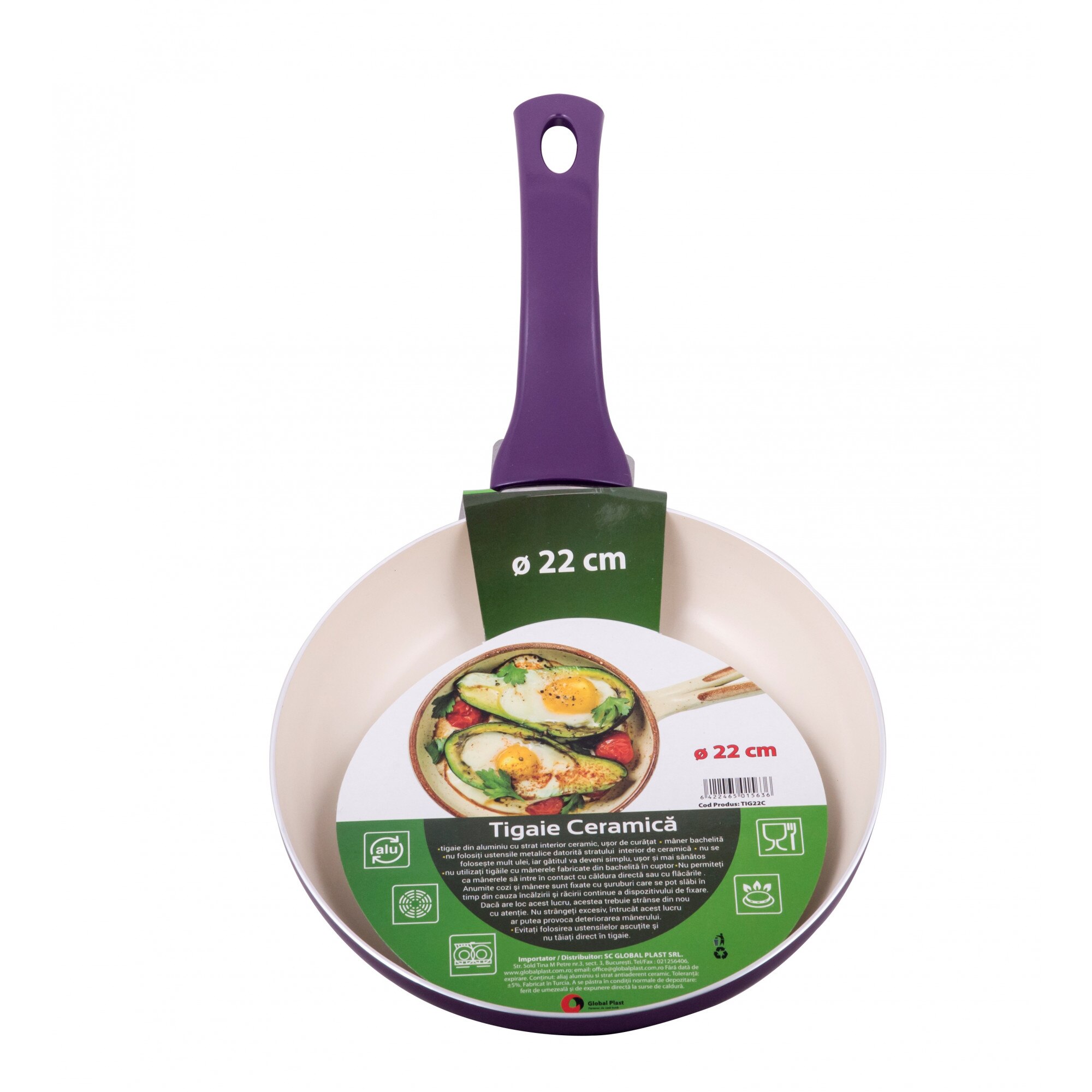 Tigai aluminiu cu invelis ceramic 22cm