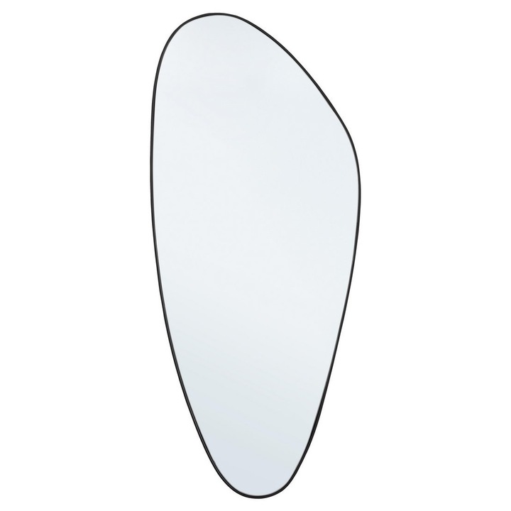 Стенно огледало с черна стоманена рамка, цвят астероид, 56x1.5x130 см