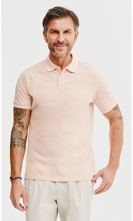 Pako Lorente póló ing, pamut, lazac, gombos gallér, fehér cső