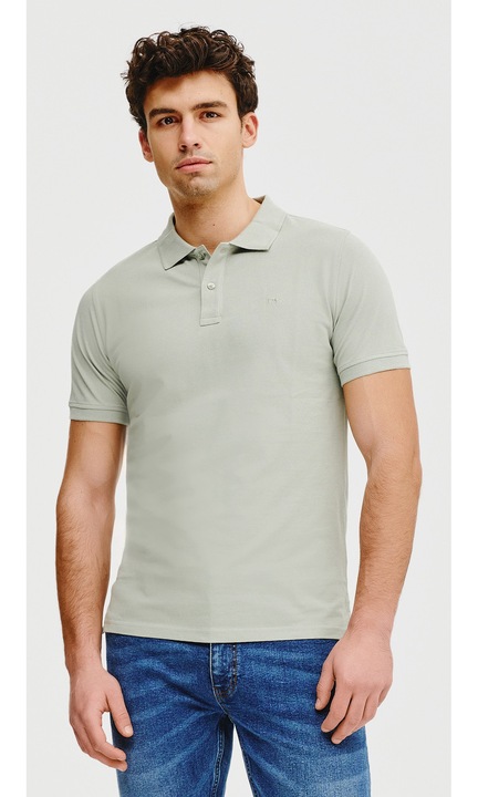 Pako Lorente galleros poloing, olivazold pamut, gombokkal, Olívazöld