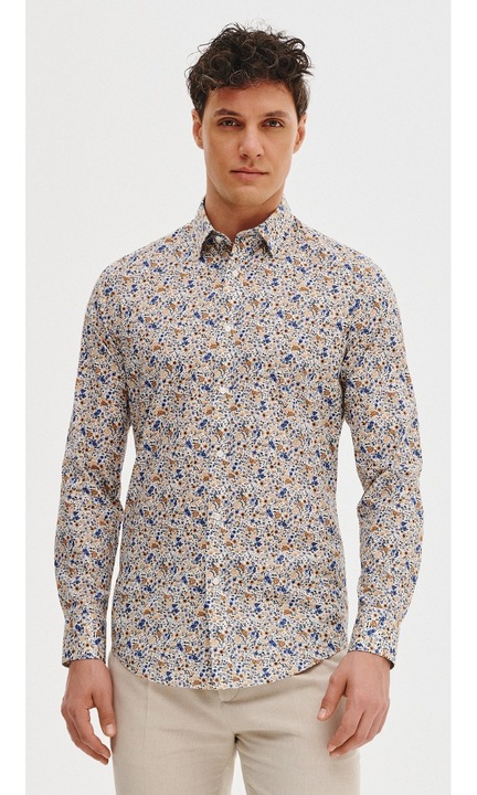 Férfi ing, Pako Lorente, virágos, karcsúsított szabású, pamut elasztánnal, M INTL