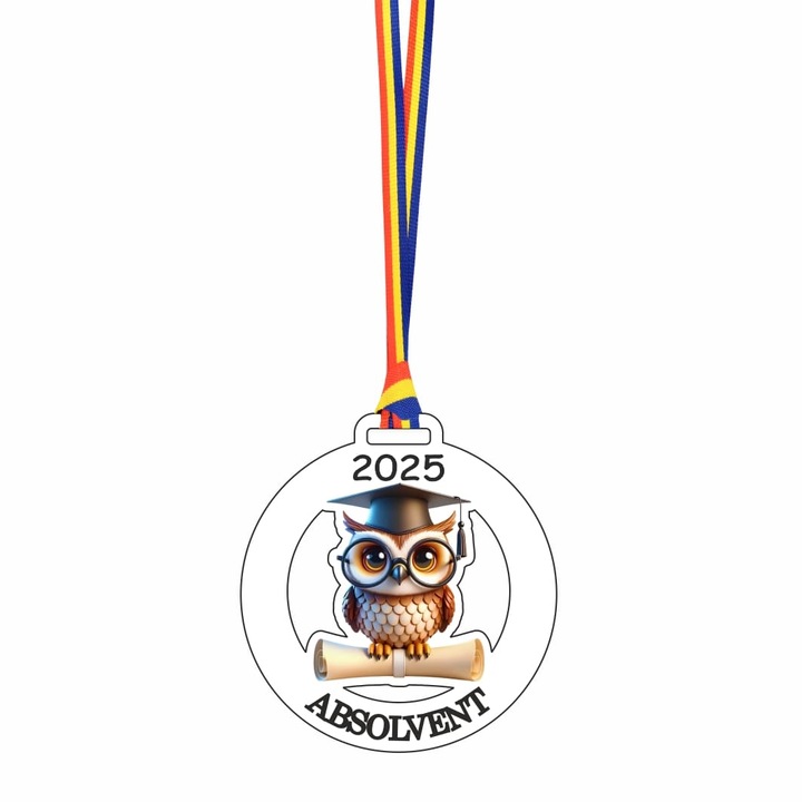 Medalie Absolvent, Lemn, Multicolor, 6×6, 5cm, MDUV017