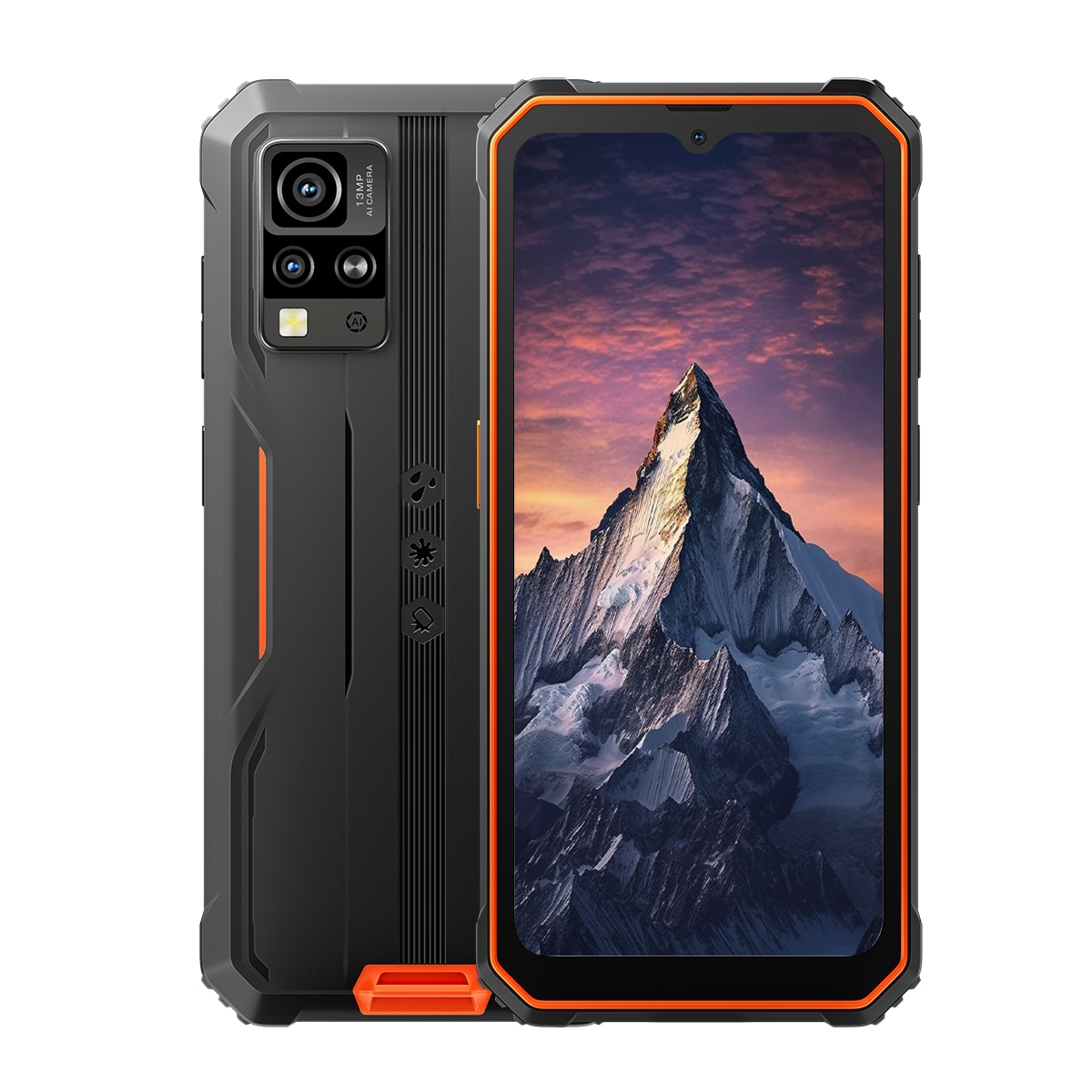 Telefon mobil Blackview Bv4800 Pro, 4G, 12GB Ram(4GB + 8GB extensibili 2To), 128GB, Dual SIM, 4 nuclee, 6.56'' HD+, Android 14, 5180mAh, Amprenta digitala/fata/NFC, Portocaliu