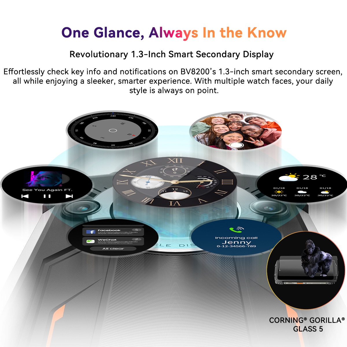 Telefon mobil Blackview BV8200, 6.497" FHD+, 120Hz, 36GB RAM(12GB + 24GB extensibili 2To), 256GB ROM, Android 14, 8800mAh, 8 cores, Dual SIM, NFC/Amprenta/caracteristici faciale, Portocaliu