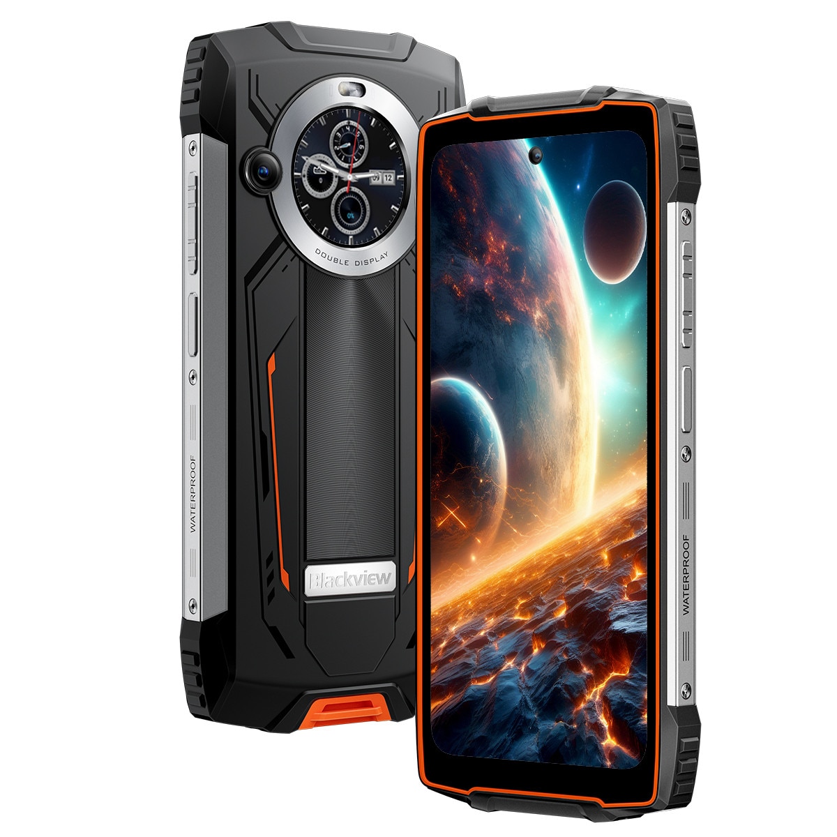 Telefon mobil Blackview BV8200, 6.497" FHD+, 120Hz, 36GB RAM(12GB + 24GB extensibili 2To), 256GB ROM, Android 14, 8800mAh, 8 cores, Dual SIM, NFC/Amprenta/caracteristici faciale, Portocaliu