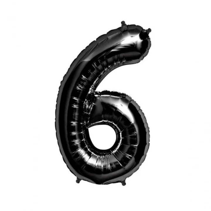 Balon folie cifra 6, negru, petrecere aniversare, 100 cm, Wow Shop Online