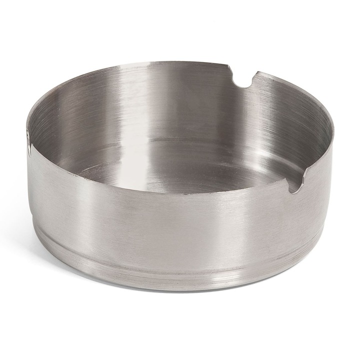 Кръгъл пепелник от неръждаема стомана сребрист Ø10см