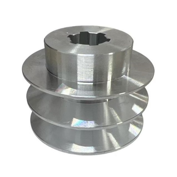 Fulie motor dubla, Fulie aluminiu 2 canale, Fulie 6 Caneluri, Diametru 80 mm