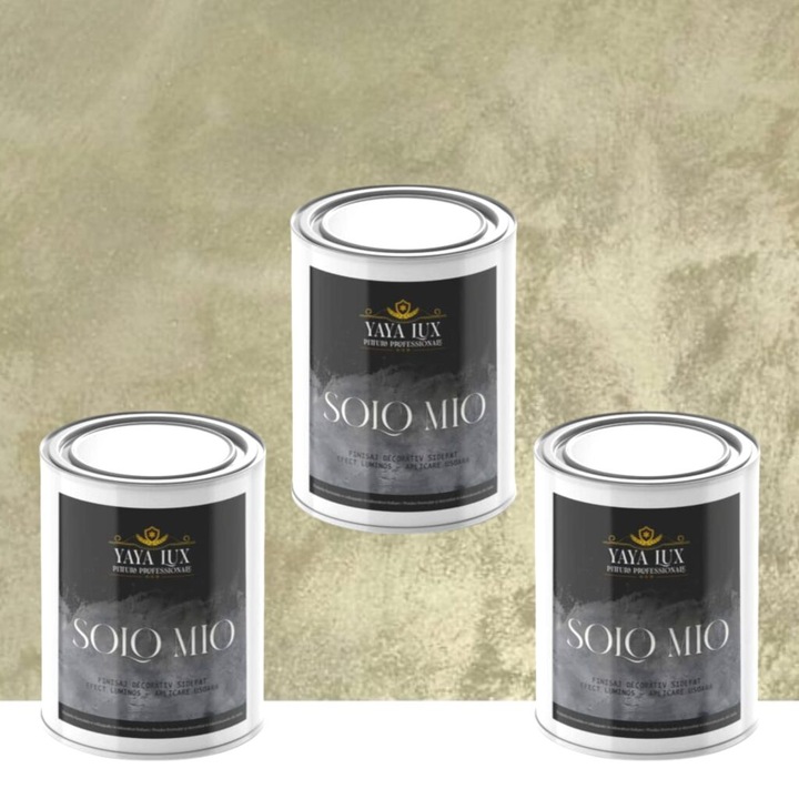 Pachet 2 + 1, Vopsea Decorativa de Lux, Solo Mio Bej Gold cu Cristale Lichide Stralucitoare, Efecte Spectaculoase, 2 X 0.5 LPlus 0.5 L