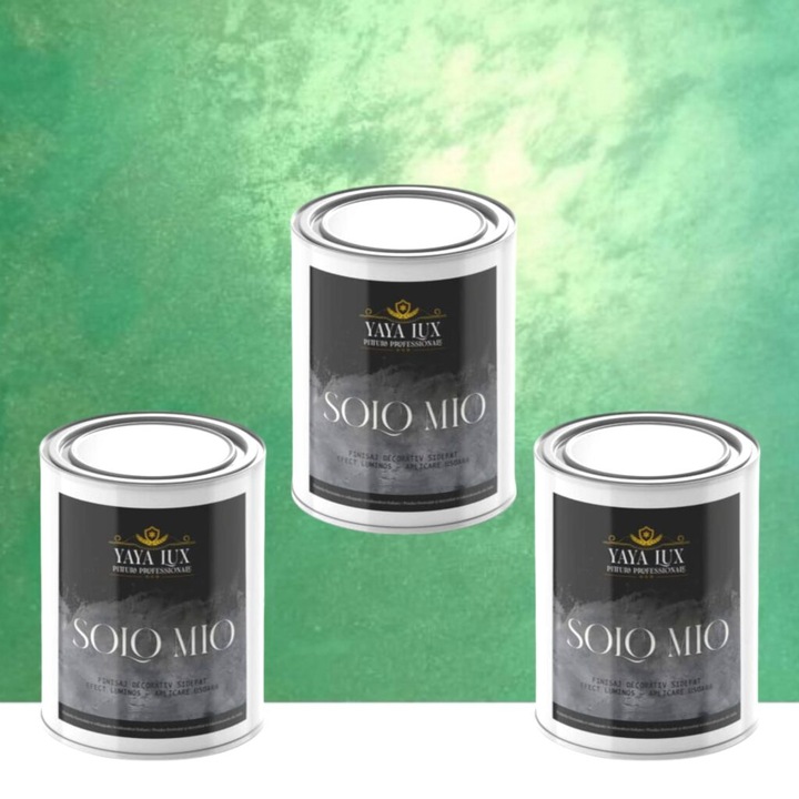 Pachet 2 + 1, Vopsea Decorativa de Lux, Solo Mio Verde cu Cristale Lichide Stralucitoare, Efecte Spectaculoase, 2 X 0.5 L Plus 0.5 L