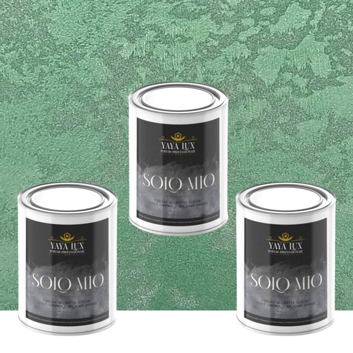 Pachet 2 + 1, Vopsea Decorativa de Lux, Solo Mio Verde Inchis cu Cristale Lichide Stralucitoare, Efecte Spectaculoase, 2 X 0.5 L Plus 0.5 L