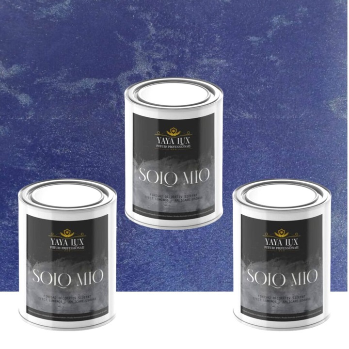 Pachet 2 + 1, Vopsea Decorativa de Lux, Solo Mio Albastru Cobalt cu Cristale Lichide Stralucitoare, Efecte Spectaculoase, 2 X 0.5 L Plus 0.5 L