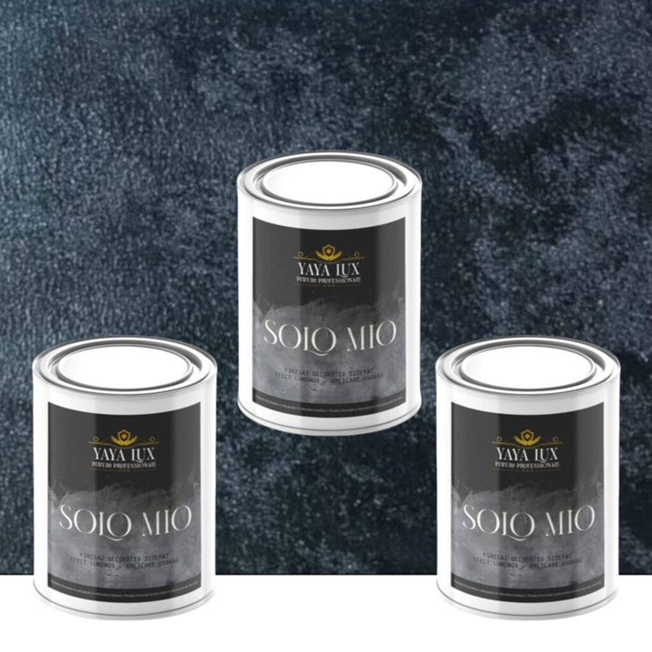 Pachet 2 + 1, Vopsea Decorativa de Lux, Solo Mio Negru cu Cristale Lichide Stralucitoare, Efecte Spectaculoase, 2 X 0.5 L si 0.5 L