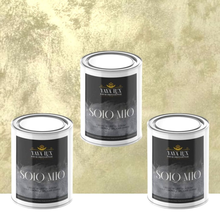 Pachet 2 + 1, Vopsea Decorativa de Lux, Solo Mio Bej Auriu cu Cristale Lichide Stralucitoare, Efecte Spectaculoase, 2 X 0.5 L Plus 0.5 L