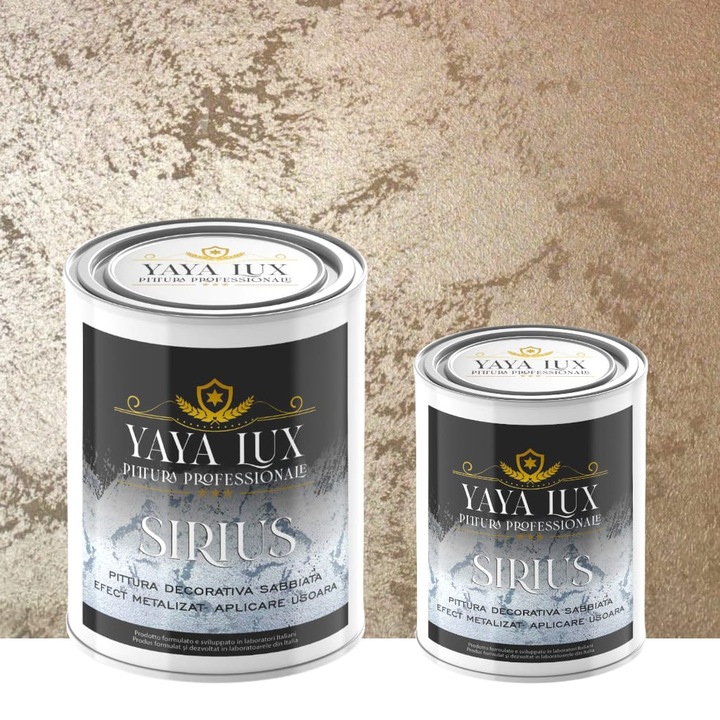 Pachet 2 L + 1 L, Vopsea Decorativa de Lux Sirius, Maro Deschis, Finisaj Mat cu Perle de Sticla, 2L Plus 1L