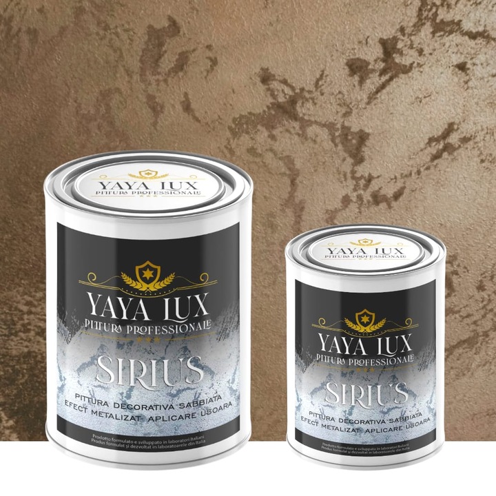 Pachet 2 L + 1 L, Vopsea Decorativa de Lux Sirius, Cafea cu Lapte, Finisaj Mat cu Perle de Sticla, 2 L Plus 1 L