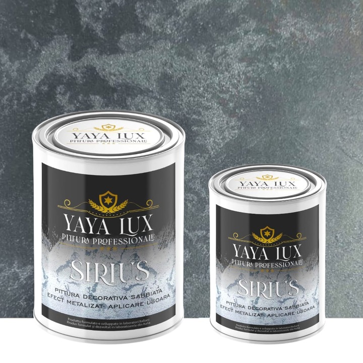 Pachet 2 L + 1 L, Vopsea Decorativa de Lux Sirius, Negru, Finisaj Mat cu Perle de Sticla, 2L Plus 1L