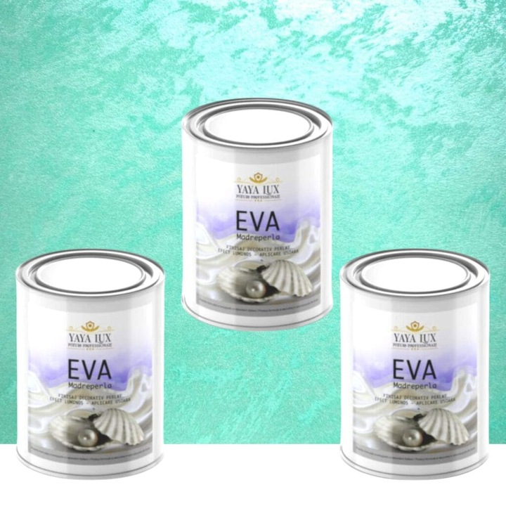Pachet 2 + 1, Vopsea Decorativa de Lux, Eva Madreperla Verde Deschis, 2 X 0.5 L Plus 0.5 L