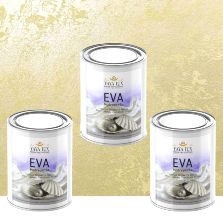 Pachet 2 + 1, Vopsea Decorativa de Lux, Eva Madreperla Galben Lamaie, 2 X 0.5 L Plus 0.5 L