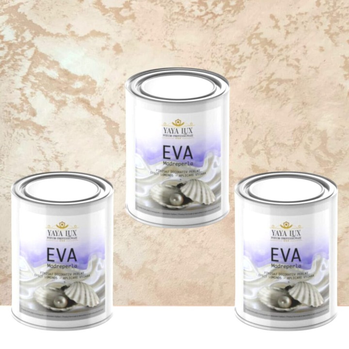 Pachet 2 + 1, Vopsea Decorativa de Lux, Eva Madreperla Cacao cu Lapte, 2 X 0.5 L Plus 0.5 L