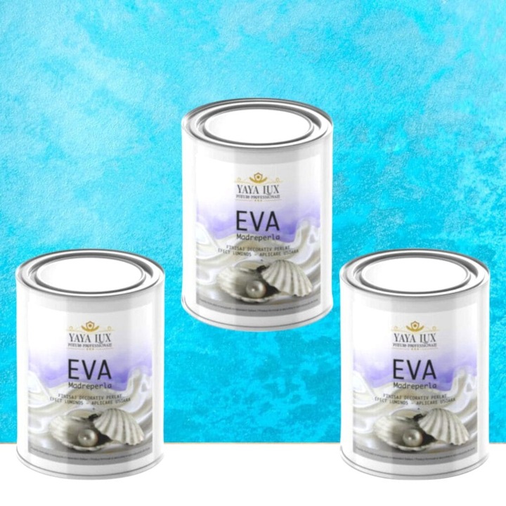 Pachet 2 + 1, Vopsea Decorativa de Lux, Eva Madreperla Azur, 2 X 0.5 L Plus 0.5 L
