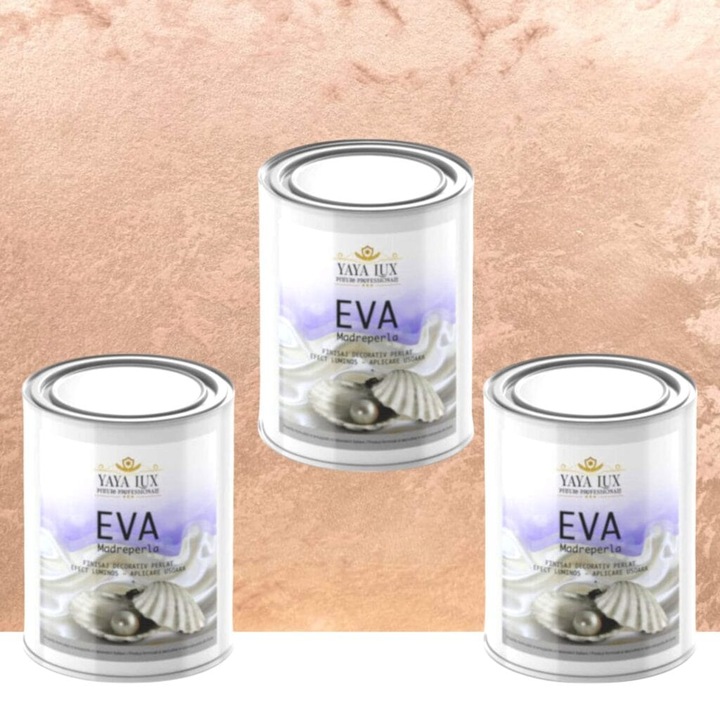 Pachet 2 + 1, Vopsea Decorativa de Lux, Eva Madreperla Roz Prafuit, 2 X 0.5 L Plus 0.5 L