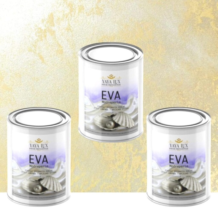 Pachet 2 + 1, Vopsea Decorativa de Lux, Eva Madreperla Crem, 2 X 0.5 LPlus 0.5 L