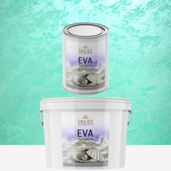 Pachet 2 L + 1 L, Vopsea Decorativa de Lux, Eva Madreperla Verde Deschis, 2 L Plus 1 L