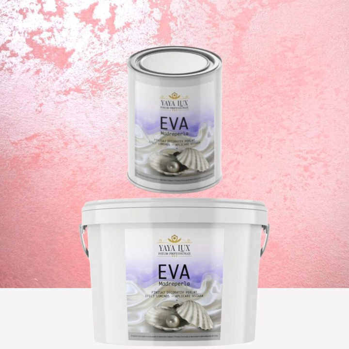 Pachet 2 L + 1 L, Vopsea Decorativa de Lux, Eva Madreperla Roz, 2 L Plus 1 L