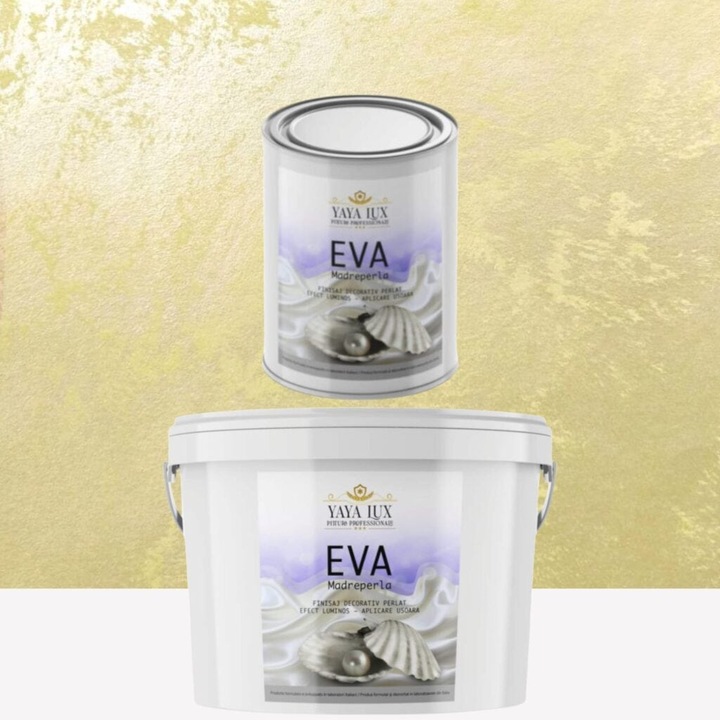 Pachet 2 L + 1 L, Vopsea Decorativa de Lux, Eva Madreperla Galben Lamaie, 2 L Plus 1 L