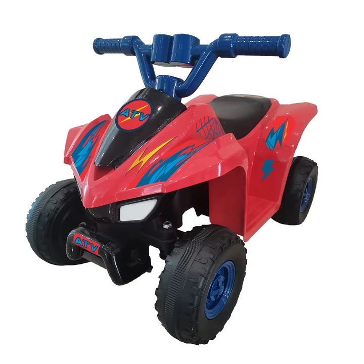 Електрическо ATV за деца над 2 години, двигател 25W 390#*1, Welora, Батерия 6V4AH*1, 70x39x43 cm, Пластмаса, Червено-синьо