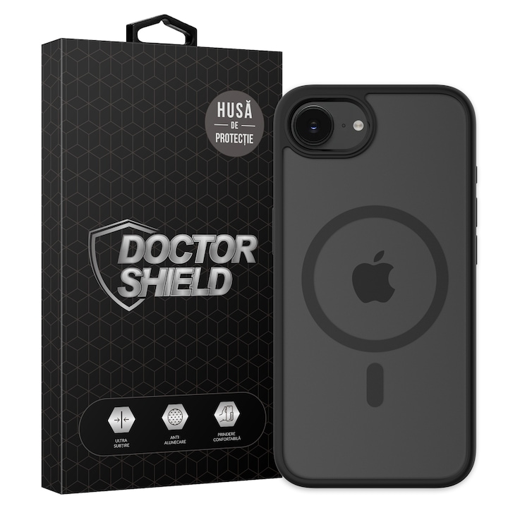 Защитен калъф, съвместим с Apple iPhone 16e, Doctor Shield Fantom, MagSafe, черен