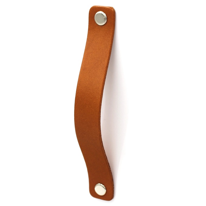 Maner din piele, 128 mm, coniac, cu accesorii si suruburi