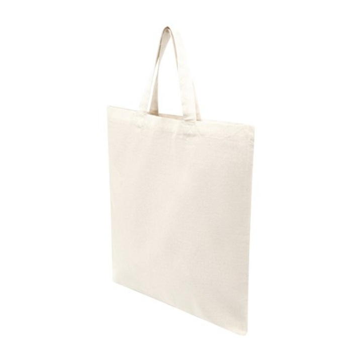 Weser nagyméretű egyszínű pamut táska, bézs, 140g/m2 pamut, rövid fogantyú, 38 x 42 cm