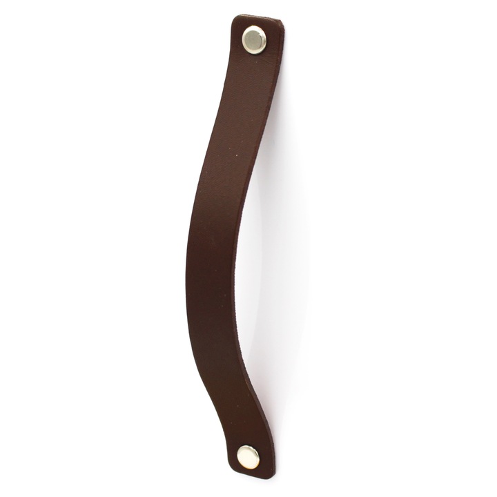 Maner mobila piele 16 cm, maro ciocolata, Black Tree, manere mobila + fitinguri si suruburi