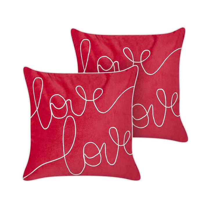 Set de 2 perne din catifea rosie 45 x 45 cm Siderasis