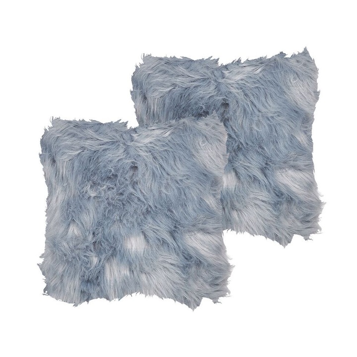 Set de 2 perne din blana artificiala albastra 45 x 45 cm Lubha